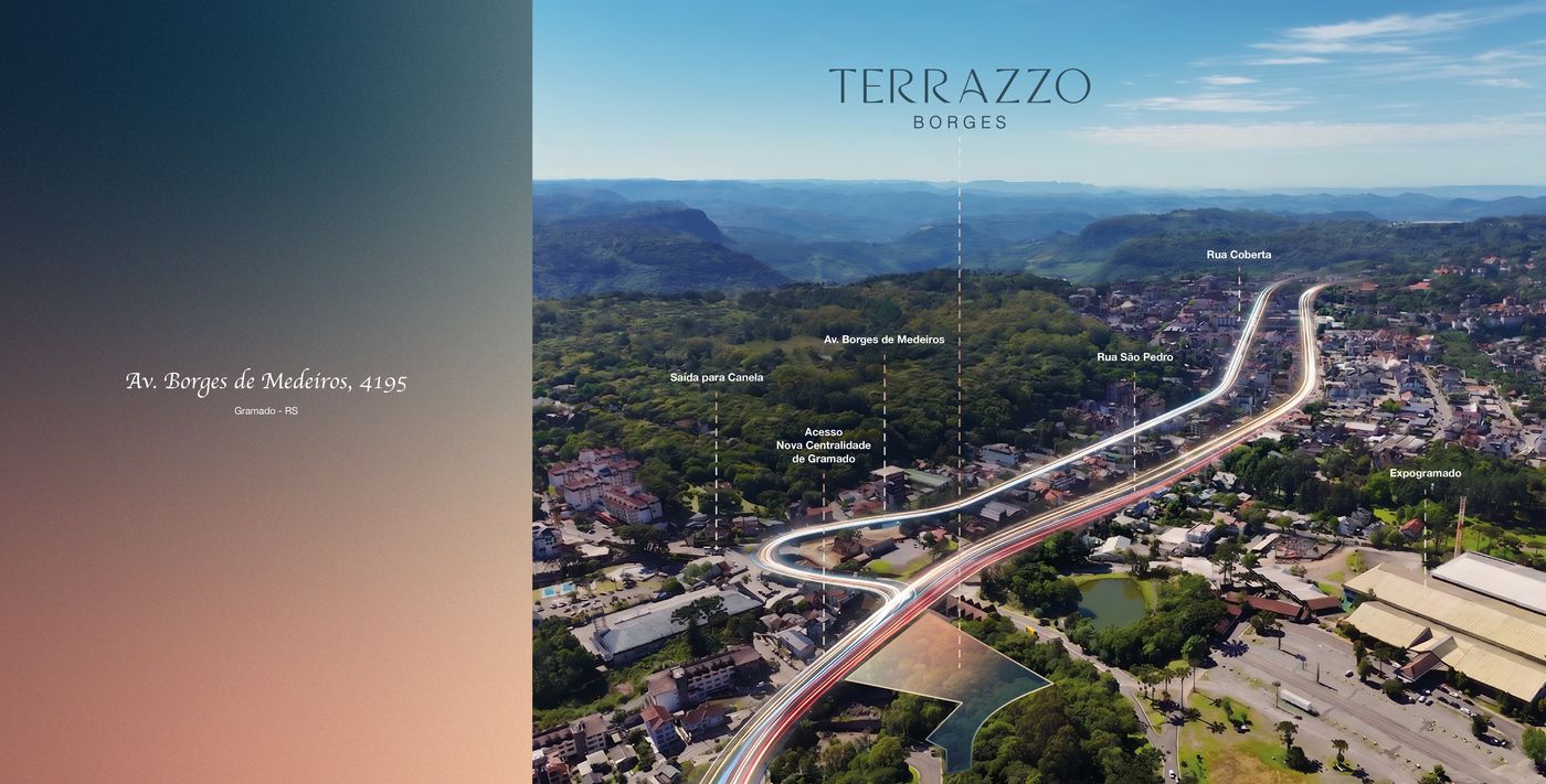 Book do Terrazzo: localização na Av. Borges de Medeiros, Gramado